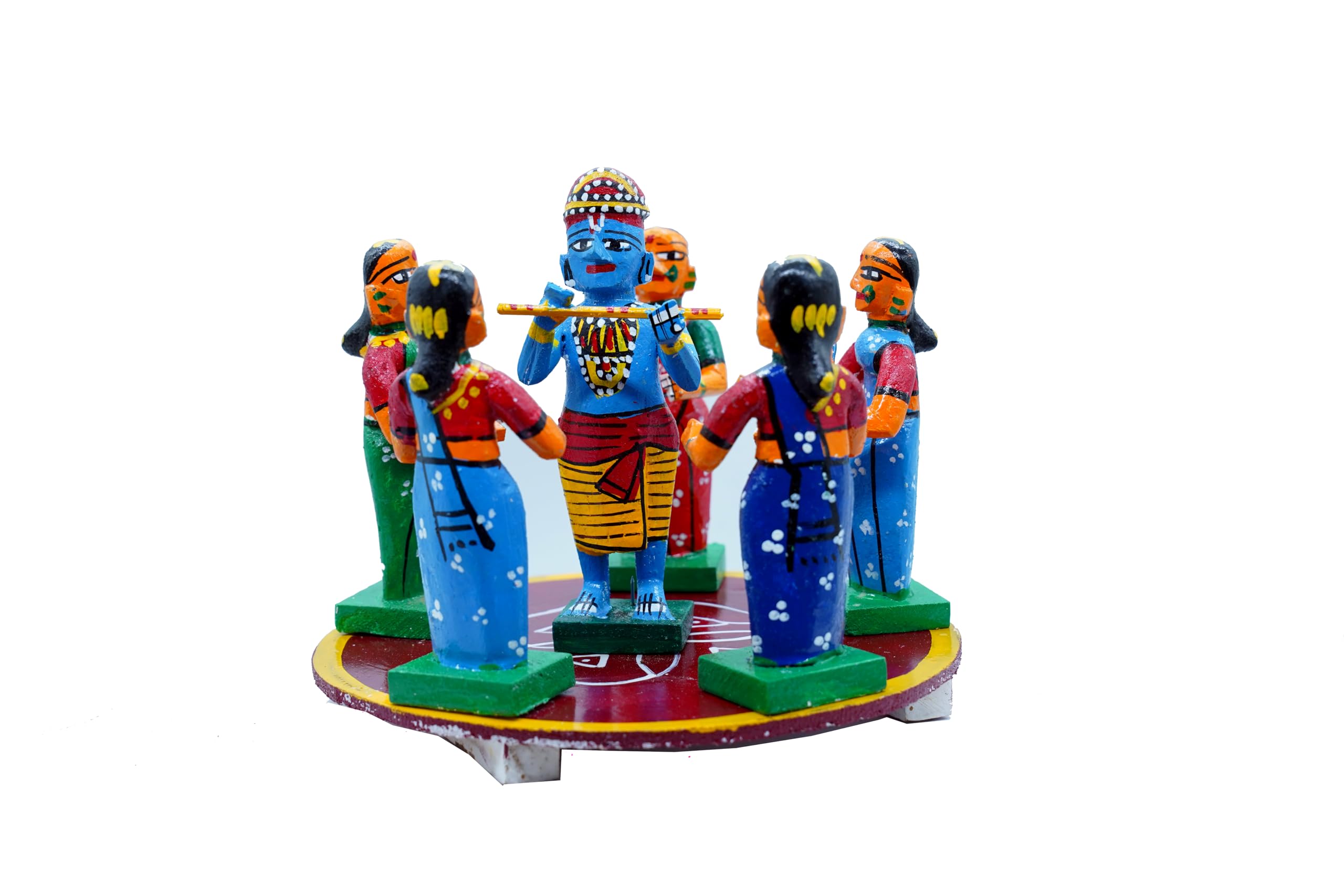 ドーナドーナ ゲマくじ ポルノ 3点セット キャンバスアート など Buy Andhra Hand Crafts Kondapalli Kolatam Krishna with Gopikas