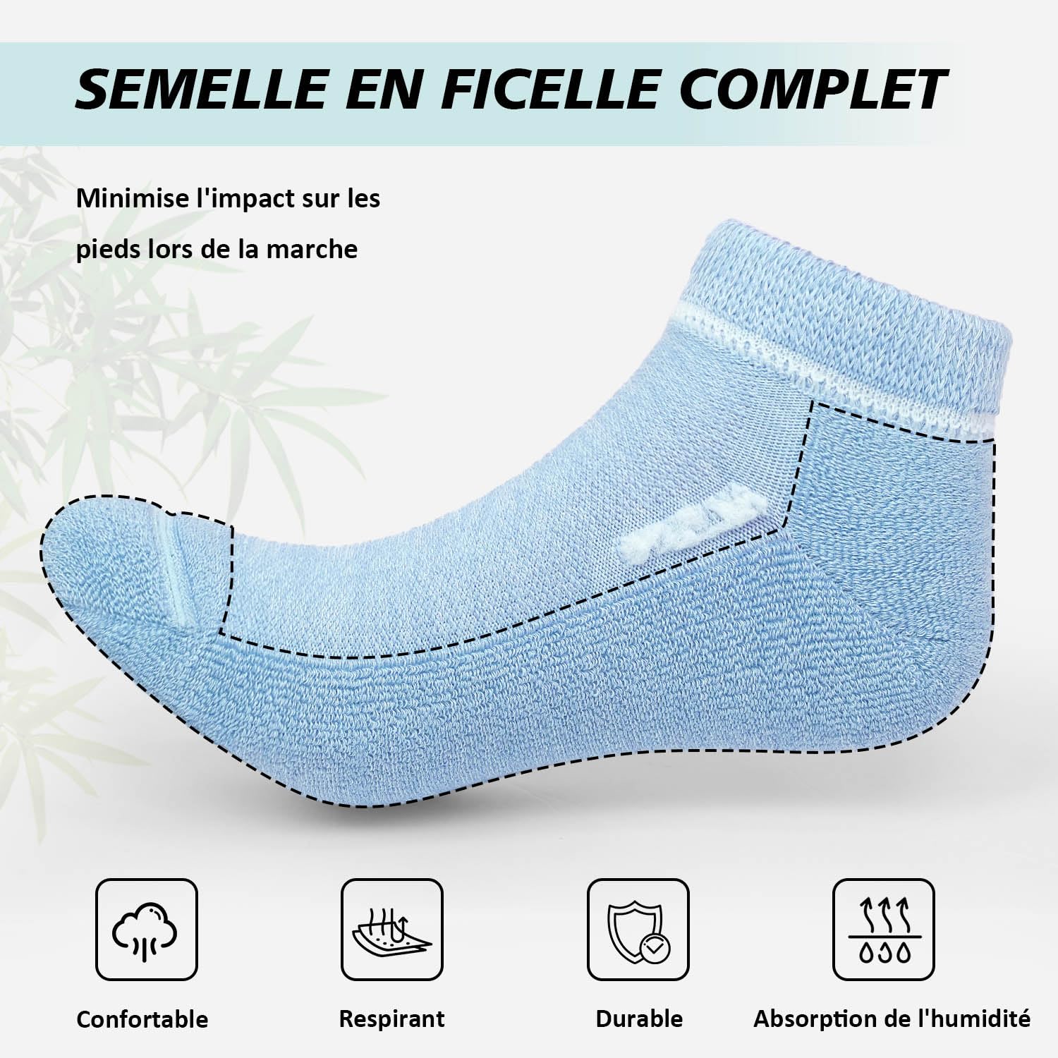 Chaussettes Diabétiques pour Homme Femme: Chaussette Courtes Bambou Non Comprimantes Socquettes Sans Élastique ni Couture avec Semelle Rembourrée pour Pieds et Enceintes