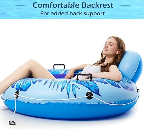 Miniatura 2 de Jasonwell Flotador inflable de tubo de río, flotador de río resistente, flotadores de piscina para lago, tubos de agua de primera calidad para