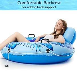 Jasonwell Inflatable River Tube Float - Heavy Duty River Float Pool Floats Lake Premium Water Tubes for Floating Recreational River Raft Lounge Floaties with 2 Cup Holders for Adult