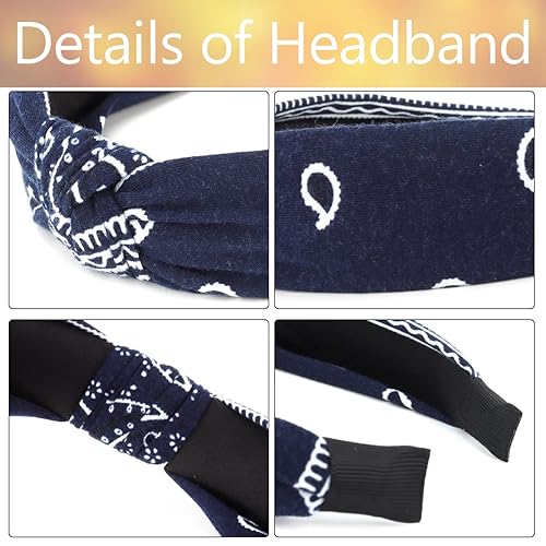 Miniatura 7 de TOBATOBA 10 diademas tipo bandana para mujer, diadema anudada para mujer, bandanas de pelo de cachemira para mujer, bandas para el cabello para