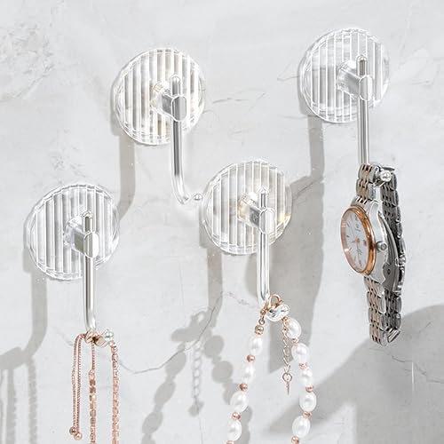 Miniatura 5 de Paquete de 6 ganchos para toallas de baño, ganchos de pared adhesivos transparentes, sin taladrar para baño y cocina