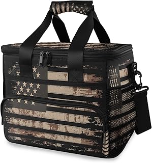 Lonchera térmica con diseño de camuflaje con bandera americana, color marrón, con aislamiento, grande, reutilizable, a prueba de fugas, para mujeres y hombres, trabajo, picnic, viajes