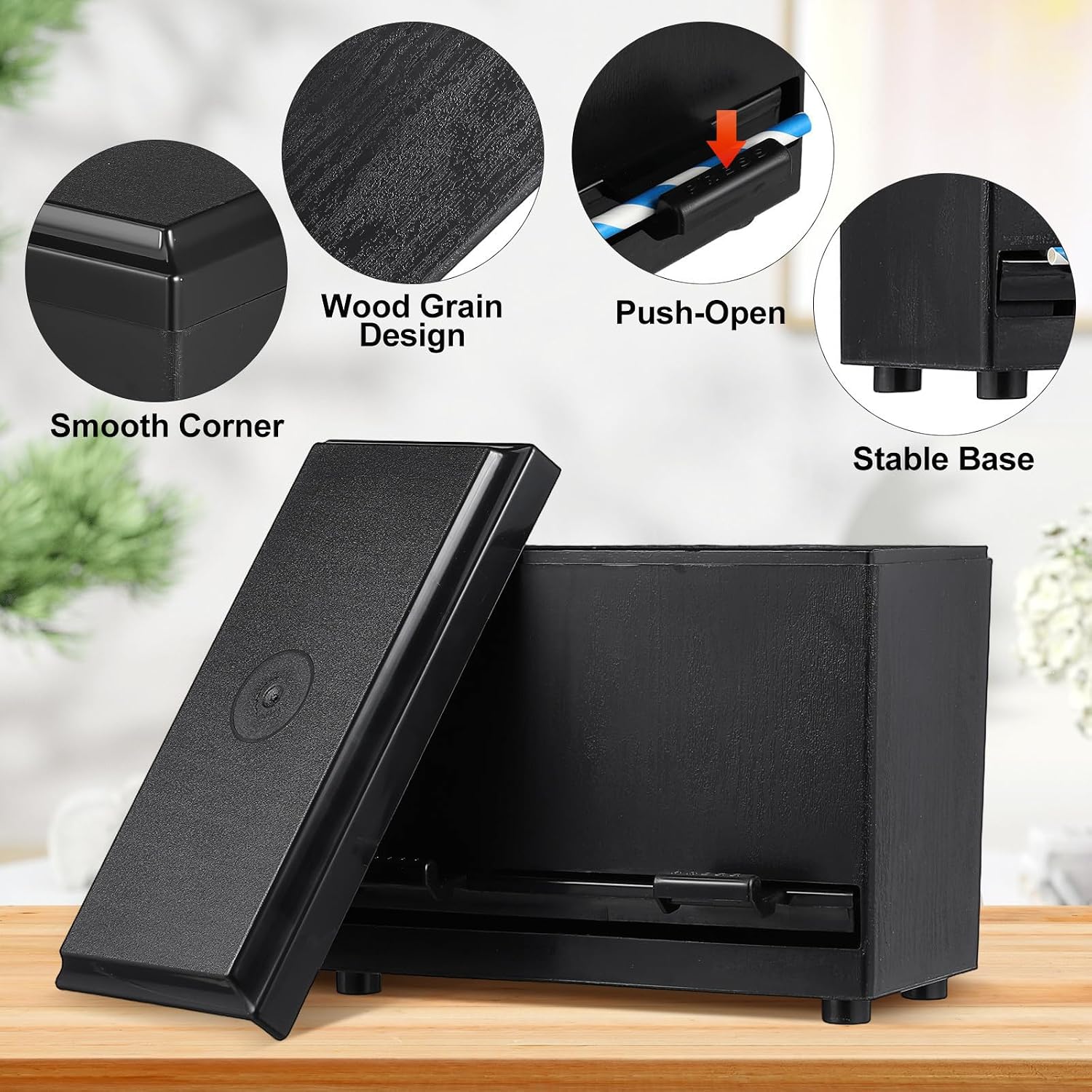 Large Capacity, Automatic Straw Dispenser Box Plastic Holder for Cafe