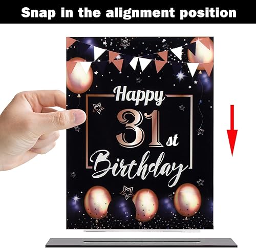 Miniatura 45 de LINGTEER Happy 11th Birthday Decorations, 2Pcs Black&Gold Stand Print Acrylic Table Centerpieces Backdrop Board- Cheers to 11 Years Old Fun Birthday