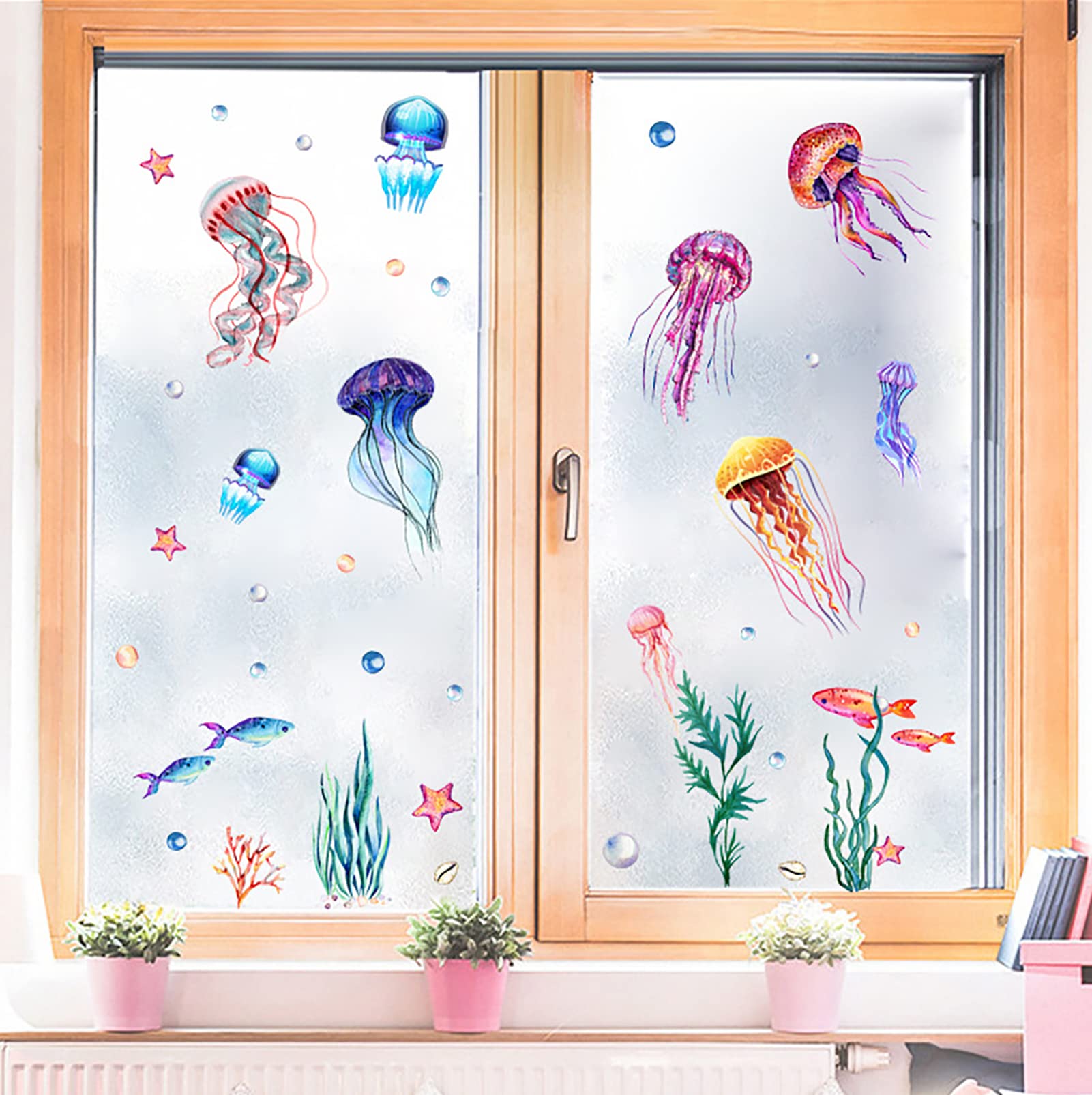 DECOWALL DS12-8081 Pegatinas De Pared Mar Vinilos Decorativos Tropical  Peces Adhesivos Pared Oceano Delfín Marina Para Infantiles Niños Bebé Baño  Dormitorio Guardería Habitación, image size:1601x1605