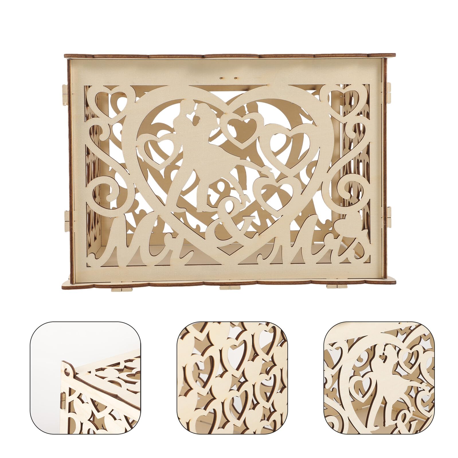 DOITOOL Scatola in Legno per Buste Matrimonio Grande Capacità e Superficie Liscia, Scatola Rustica per Raccogliere Auguri nel Giorno del Matrimonio