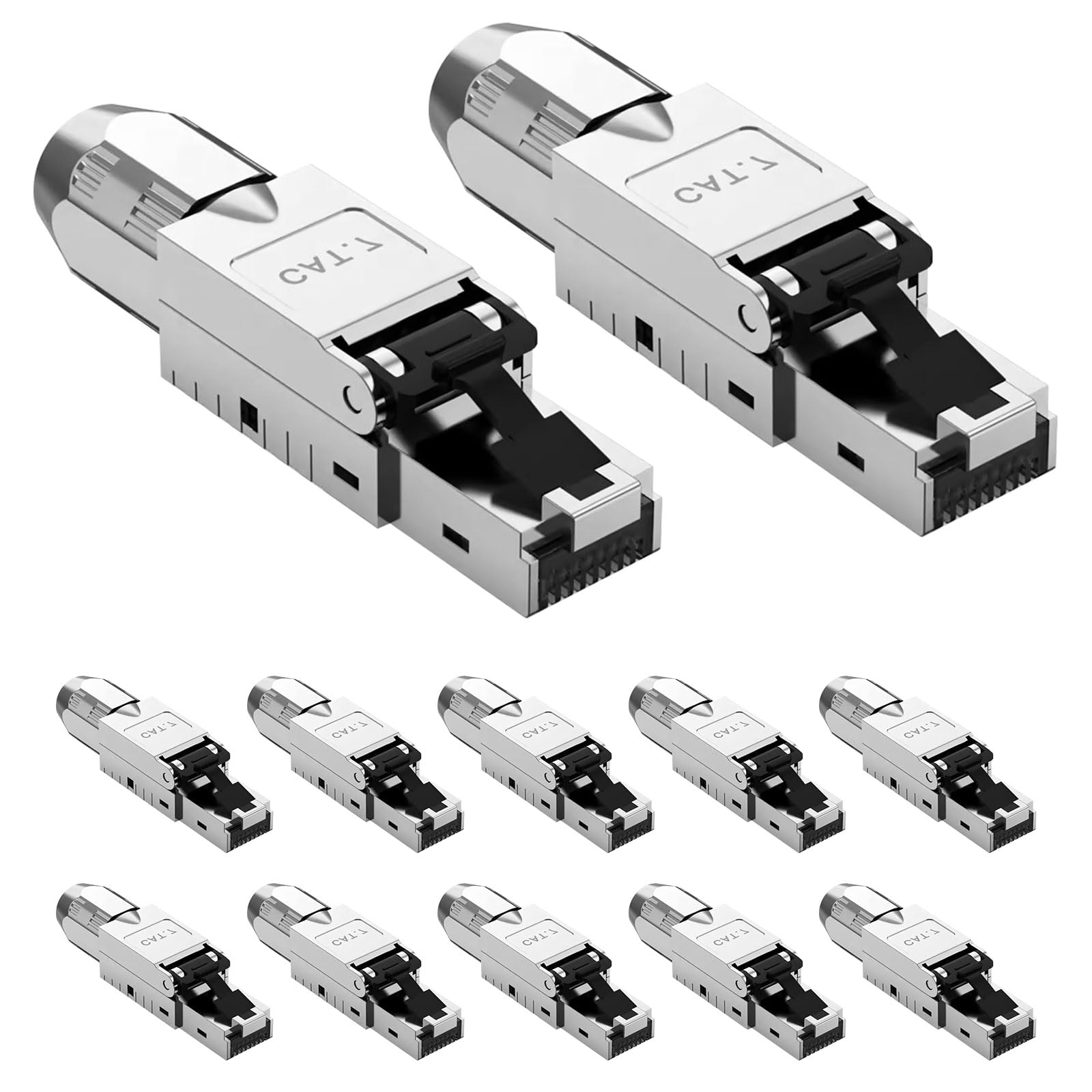 RUIZHI Lot de 12 fiches réseau CAT 7 RJ45 - Fiche LAN Cat 7 sans outil - LSA 10 Gbit/s AWG 23-26 - Pour câble de pose rigide Ethernet LAN DSL