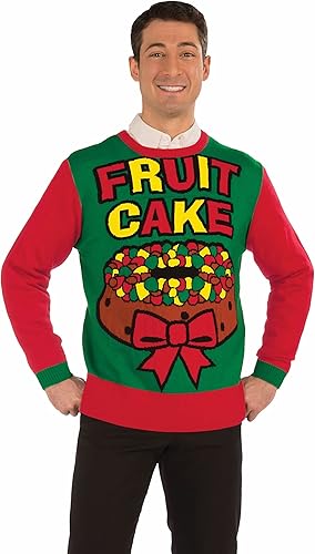 Forum Suéter feo de Navidad unisex para adultos, talla grande, con pastel de frutas, como se muestra, 2XL