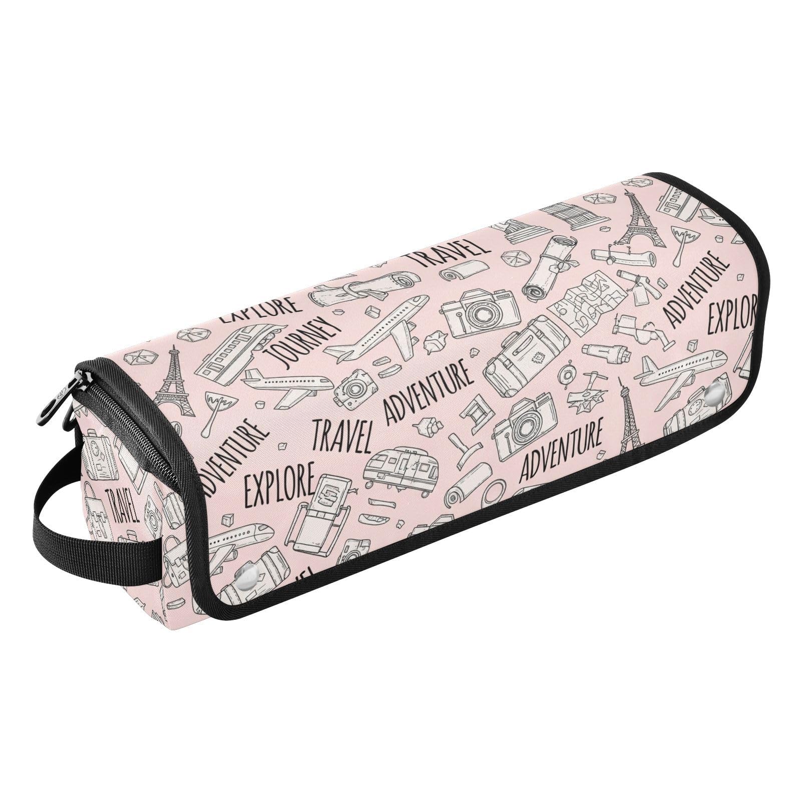 Travel Icons Hair Tools Bag for Hair Straighteners Curling Irons Hot Air Brushes Travel Essentials Portable Tool Organizer Essentials for Women Heat Resistant Mat 2-in-1 Design-image-22