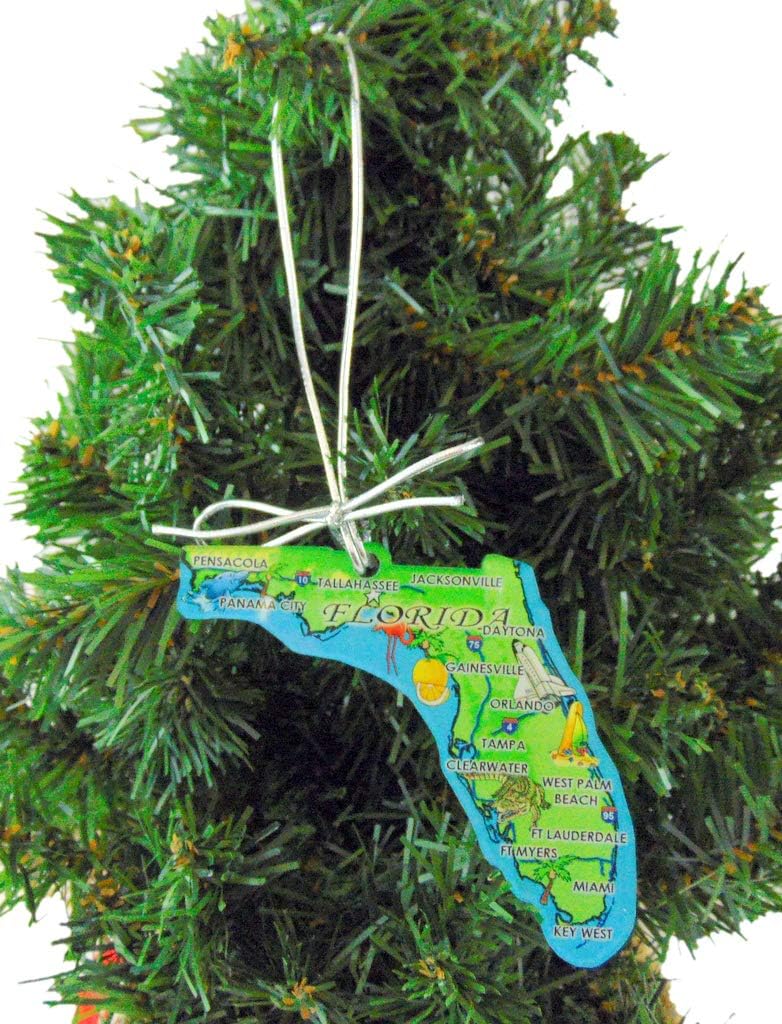 Florida Christmas Ornament Retro State Map Acrylic Decoration Gift Made in The USA - Image 2