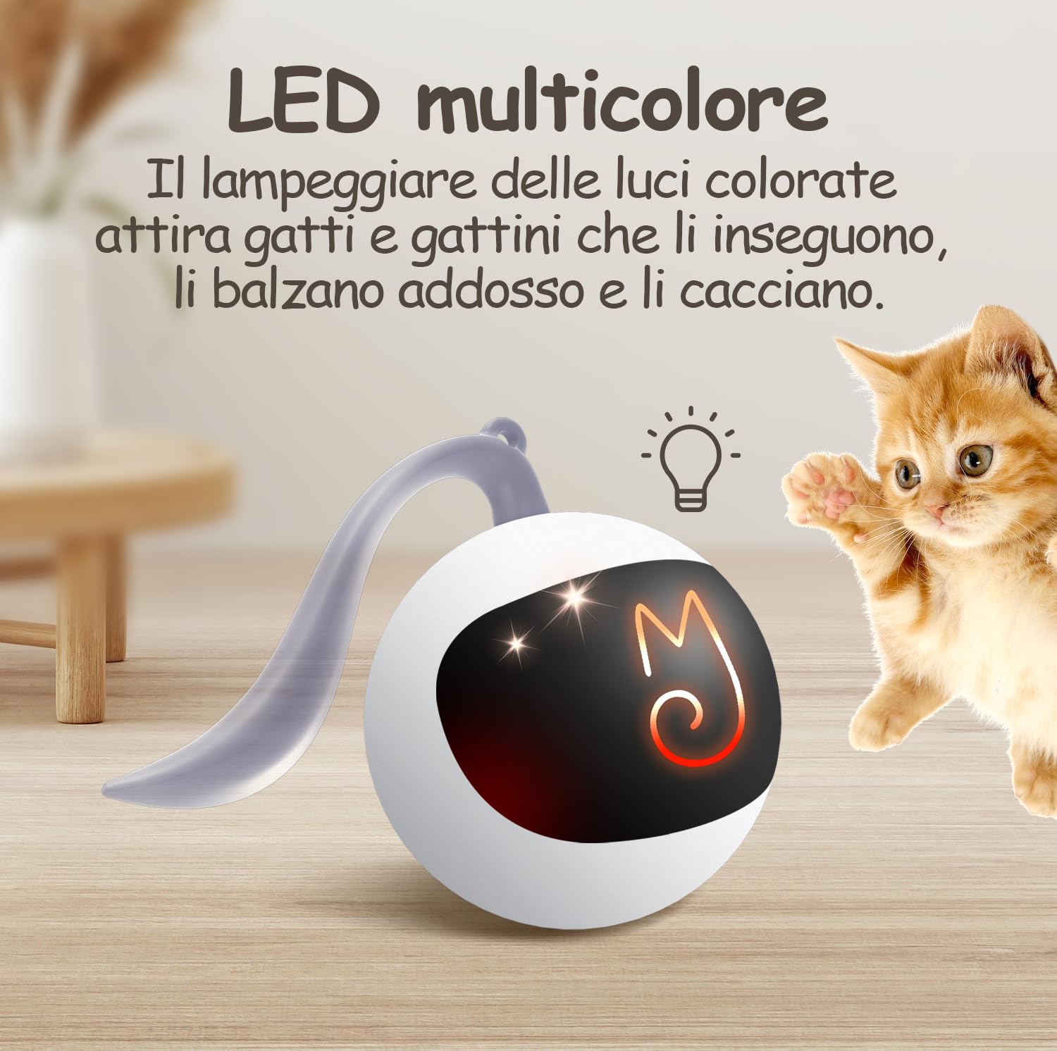 Migipaws Set di giocattoli per gatti, con palline che si muovono automaticamente, topi classici + piume, giocattoli per gattini in confezione, fai da te N in 1 animali domestici, giocattolo elettrico