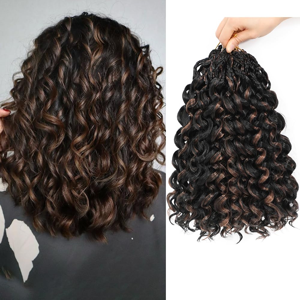 Pre looped Gogo Curl Crochet Hair 12 Inch 8 Packs Pre twisted Short Curly Crochet Hair for Black Women Ocean Wave Braiding Hair Water Wave Deep