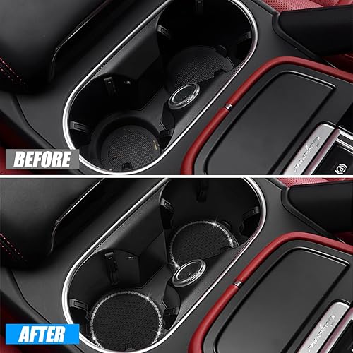 Miniatura 5 de Mandark 2 posavasos brillantes para automóvil, 2.75 pulgadas, almohadilla de inserción para portavasos de vehículo, antideslizante para interior de