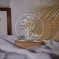 Vista 31 de Luz nocturna de flor de nacimiento, luz de noche de flor de caléndula de octubre, luz LED personalizada, regalos para amigos, lámpara de noche LED