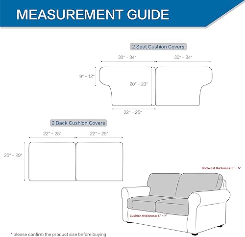 Miniatura 3 de WINCREW Funda elástica y suave para sofá  Funda de sofá lavable para cojín separado, funda elástica para muebles (doble, gris)