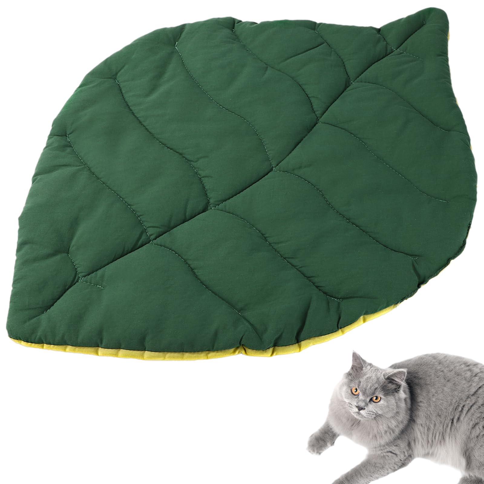 Tappetino Rinfrescante per Animali Domestici, 60x46cm a Forma di Foglia Traspirante Calmante Morbido e Accogliente Gatti Cani di Piccola Taglia per Pavimento Divano Letto Sedia