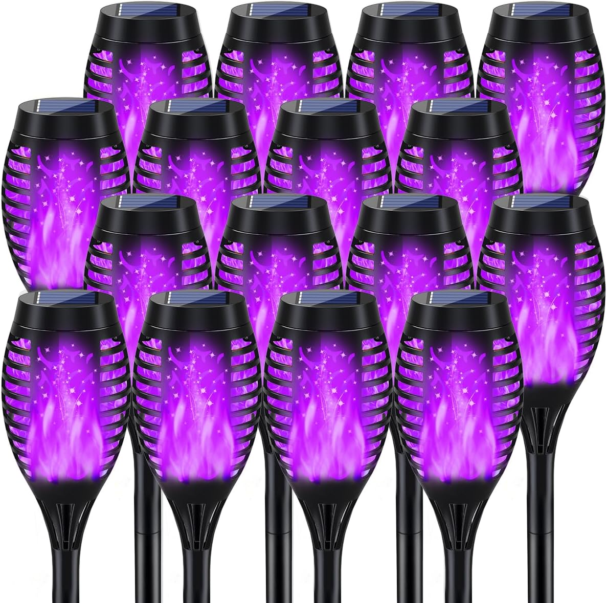 MIUSIKIT 16Pack Outdoor Solar Lights for Yard, Solar Flame Lights for Outdoor Decorations, Pathway Light Outside Waterproof, Luces Solares para Exteriores for Outside Porch Path Lighting Decor Art