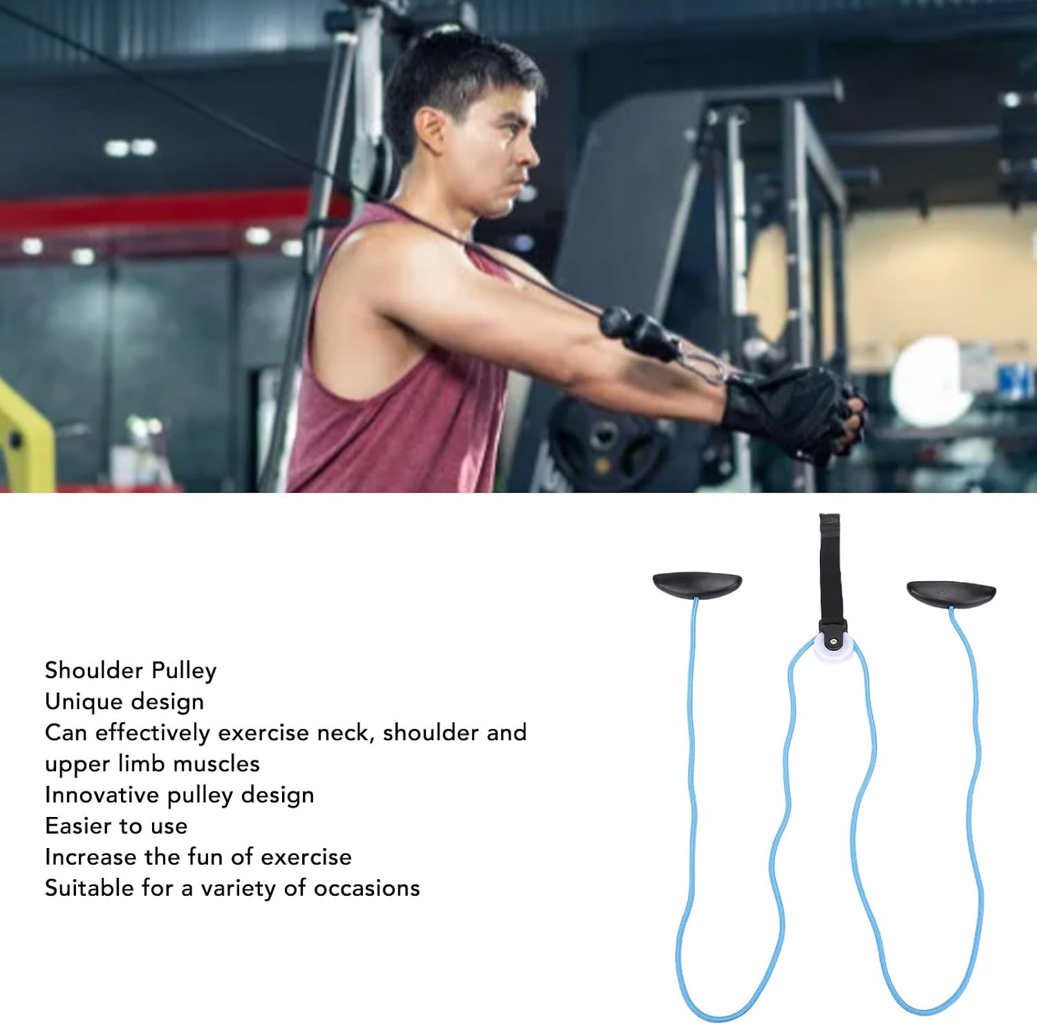 Over the Door Shoulder Pulley Trainer with Ergonomic Foam Handles Rotator Cuff Exerciser for Neck Shoulders Upper Arm Muscles Blue