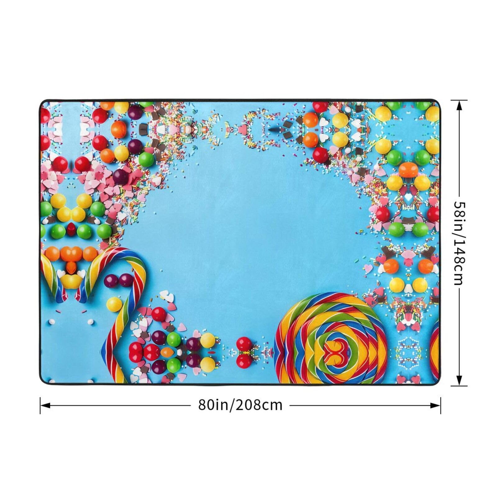 Lollipop Conffiti Cracker Schokoladendruck, gut verarbeiteter Kunstfell-Teppich, 203,2 x 147,3 cm, ultra-saugfähig und bequem, Bodenüberwurf für Wohnzimmer, Schlafzimmer und mehr