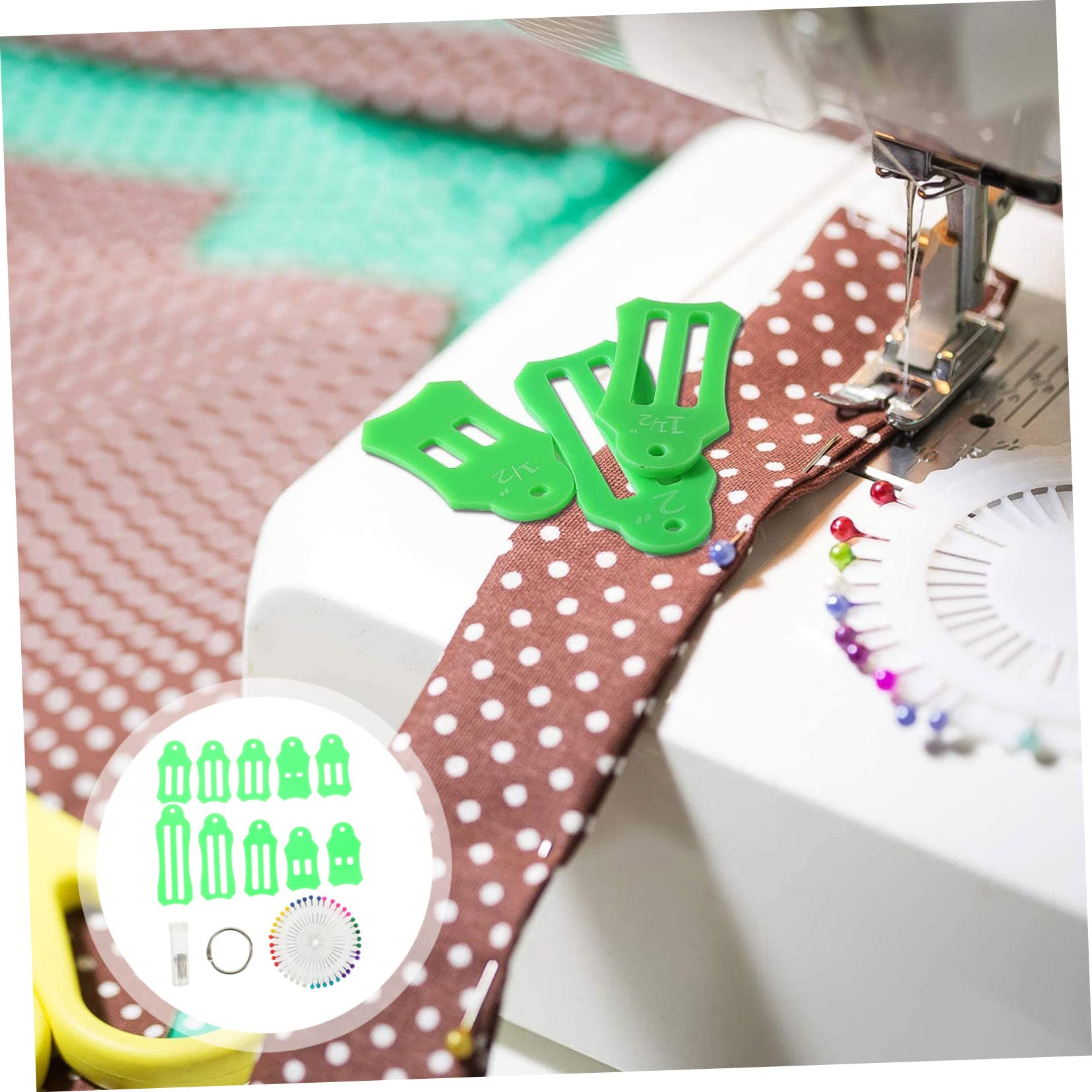 SHINEOFI 5juegos Herramientas Para Hacer Cintas De Tela Kit Multi-colores Para Proyectos De Costura y Acolchado Incluye Herramienta De Pliegue De Tela y Clips De Costura Para Manualidades y
