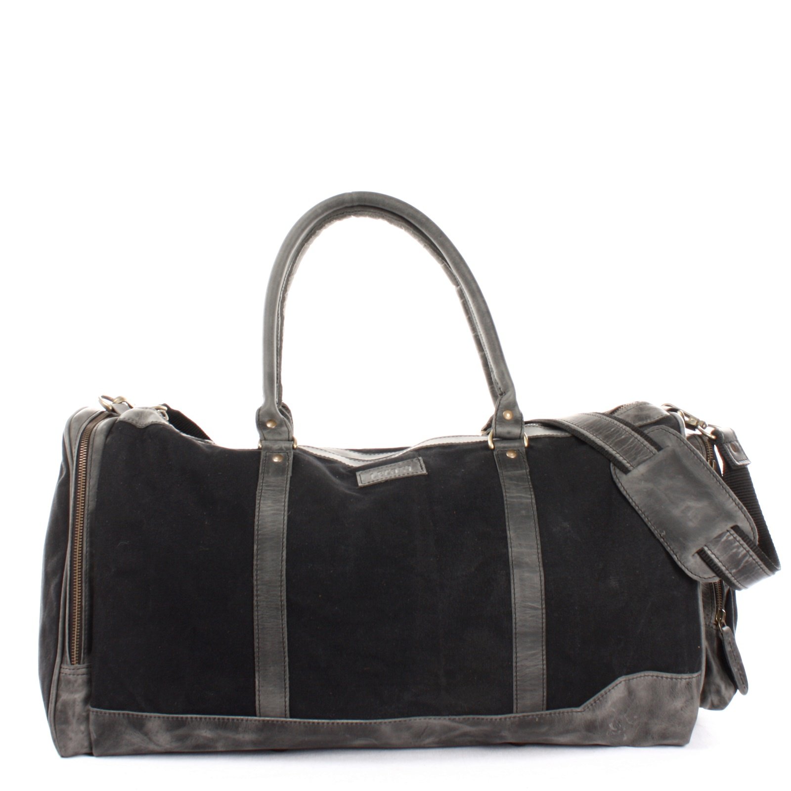 LECONI Weekender Travel Bag for Women & Men Canvas Cow Leather Hand-Luggage Sport Gym-Bag Holdall Large Travel-Bag 55x30x27cm LE2017-C