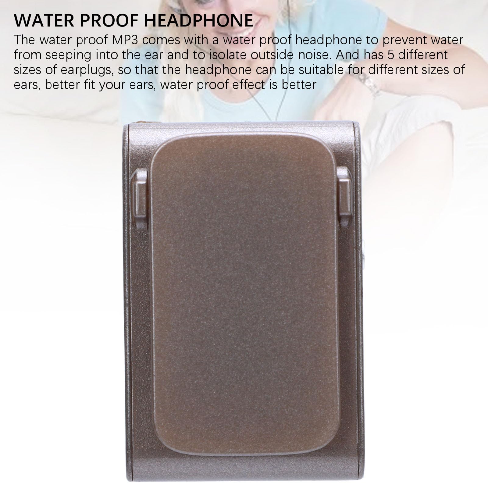 Jectse Lettore MP3 Impermeabile IPX8, Lettore Musicale Portatile da 8 GB con Clip Posteriore e Cuffie Impermeabili per Nuoto, Immersioni e Sport All'aria Aperta
