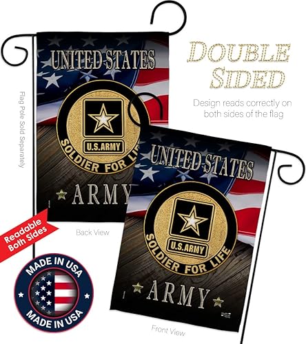 Miniatura 3 de Bandera de jardín de soldado del ejército de Estados Unidos para la vida, juego con soporte, guardabosques de las fuerzas armadas, veterano militar
