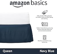 Vista 2 de Yaxa Basics Falda de cama plisada ligera, Queen, azul marino, sólido