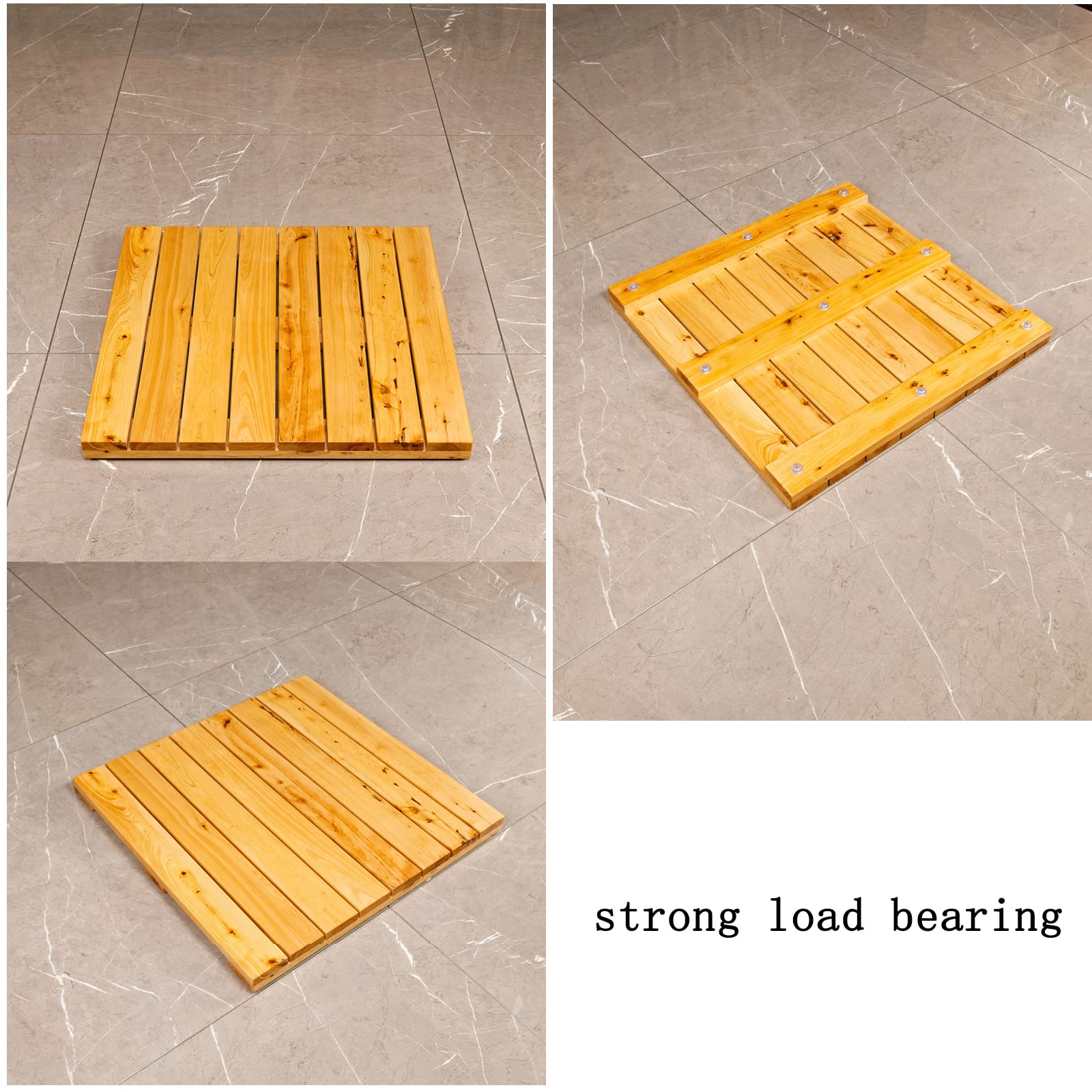 Elegante Tappetino da Pedana Doccia in Legno,Antiscivolo Pedana Doccia,Pedana per Doccia per Impieghi Gravosi,Pedana in Legno,per Interni ed Esterni,Vasca da Bagno,Spa,Sauna (80x60cm/31x24in)