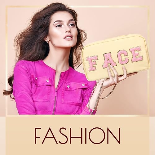 Miniatura 6 de Remerry Bolsa de cosméticos de nailon, bolsa de cosméticos de chenilla, bolsa de cosméticos con cremallera, bolsa de maquillaje preparada, bolsa