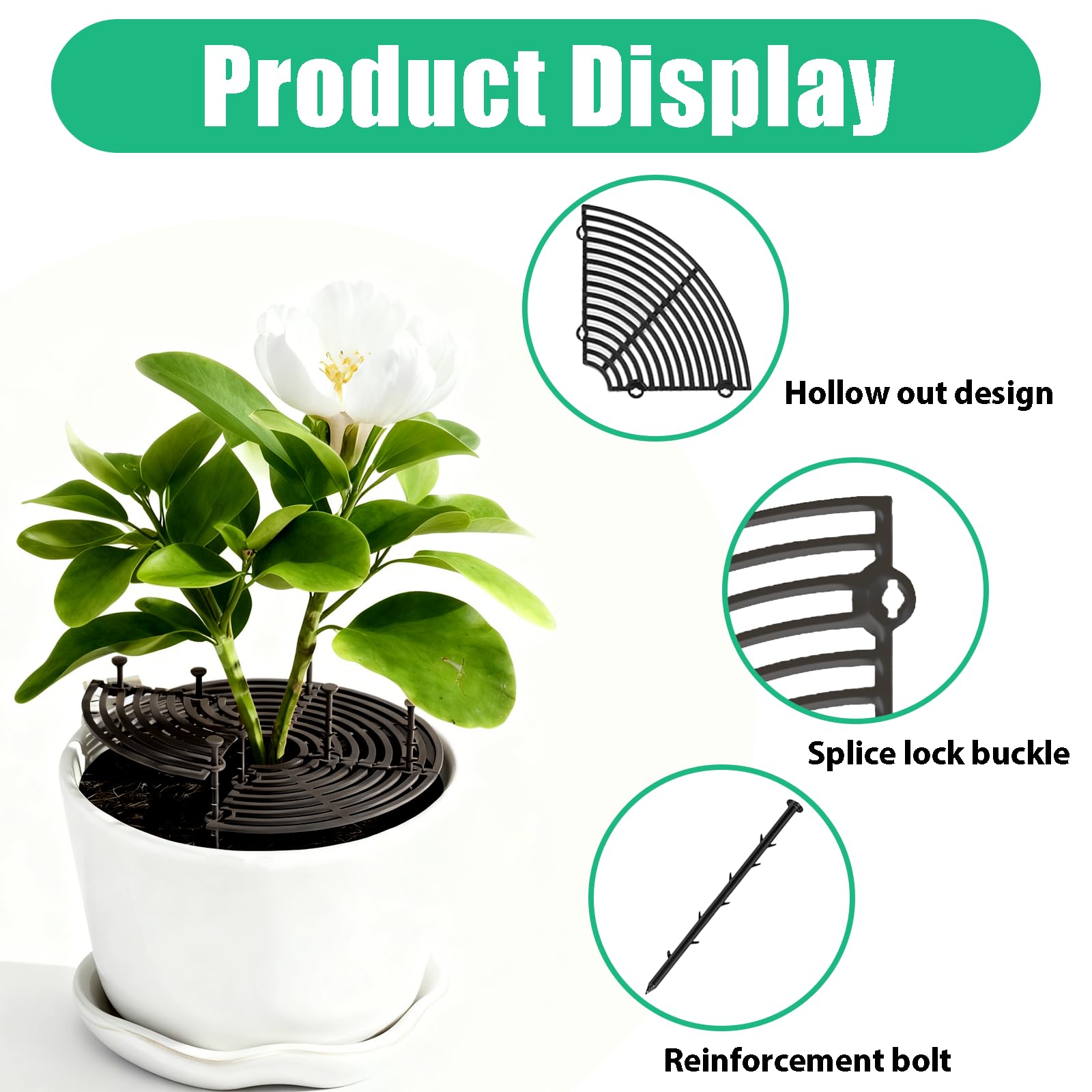 1 Pcs Grille de Protection pour Plantes, Grille Protection Chat Pot de Fleurs 30 cm, Cache-Pot Réglable avec Kit Fixation ABS, Protège contre Chats, Enfants et Animaux Domestiques