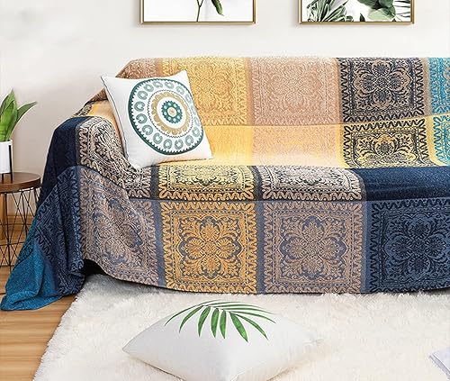 AIVIA - Mantas para sofá o cama colorida felpilla tejida suave reversible de lujo para sala dormitorio o sofá con flecos bohemios