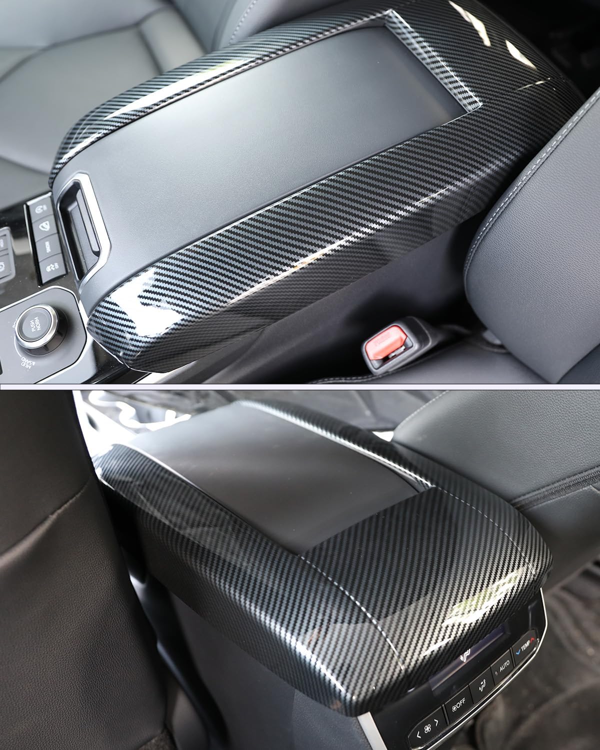 for Toyota Highlander 2020-2026 Central Control Armrest Box Cover, Easy Cleaning Anti- Scratching Armrest Protector for Highlander Gas Hybrid LE, XLE, XSE, Limited, Platinum- Carbon Fiber Pattern