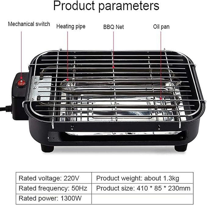 Parrilla Eléctrica Multifuncional 1500W Sin Humo Acero Inoxidable miniatura 3
