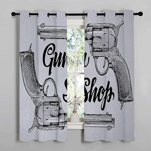 Cortinas de habitación de niños con ojales occidentales, cortinas cortas temporales para puertas para Ventanas de Cuarto 55 pulgadas de ancho por 55