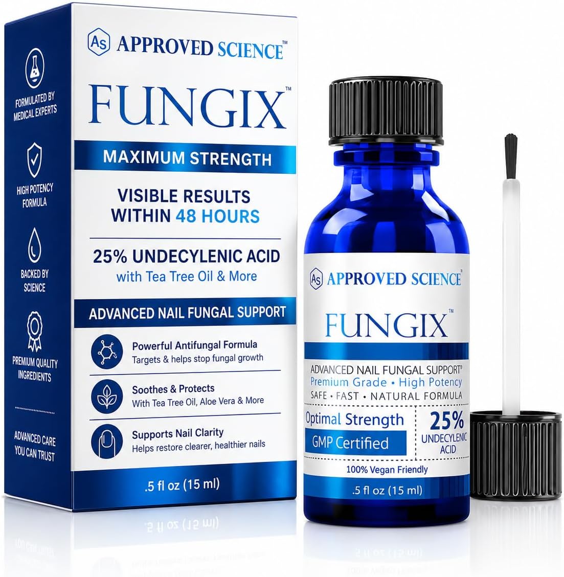 Fungix Extra Strength - Undecylenic Acid and Tea Tree Oil - Serum for Fingernail and Toenail Care - Infused with Essential Oils - Healthy Nail Appearance - Easy to Apply - Pack of 1
