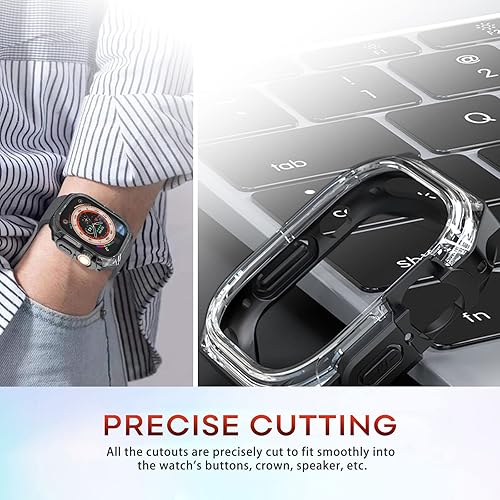 Miniatura 4 de Funda Armor de 1.732 pulgadas para Apple Watch Ultra 321 de 1.732 pulgadas, parachoques mate suave + bisel transparente duro, funda protectora
