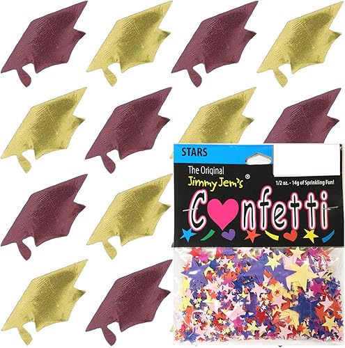 Confetti Grad Cap Borgoña, Gold Combo - 4 bolsas de media onza (2 onzas)