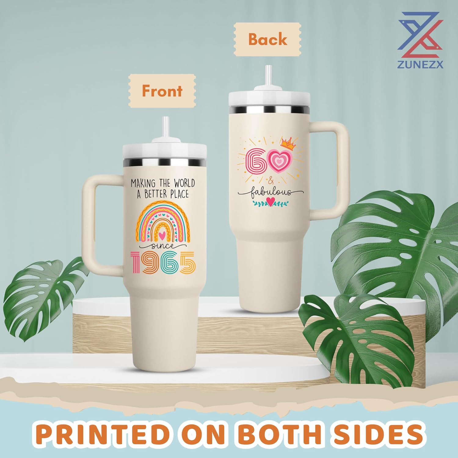 60th Birthday Gifts for Women, 60 Fabulous Gift For Her Mom, Cool 60th Birthday Gifts Tumbler 40oz, 60 Years Old 1965 Birthday Gifts for Women, 60th Birthday Decorations for Woman, Turning 60 Present - Image 2