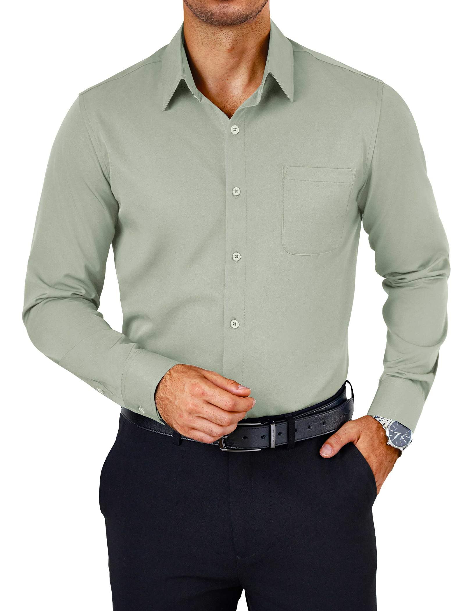 COOFANDY Mens Dress Shirts Wrinkle Free Long Sleeve Button Down Shirts Formal Business Shirt