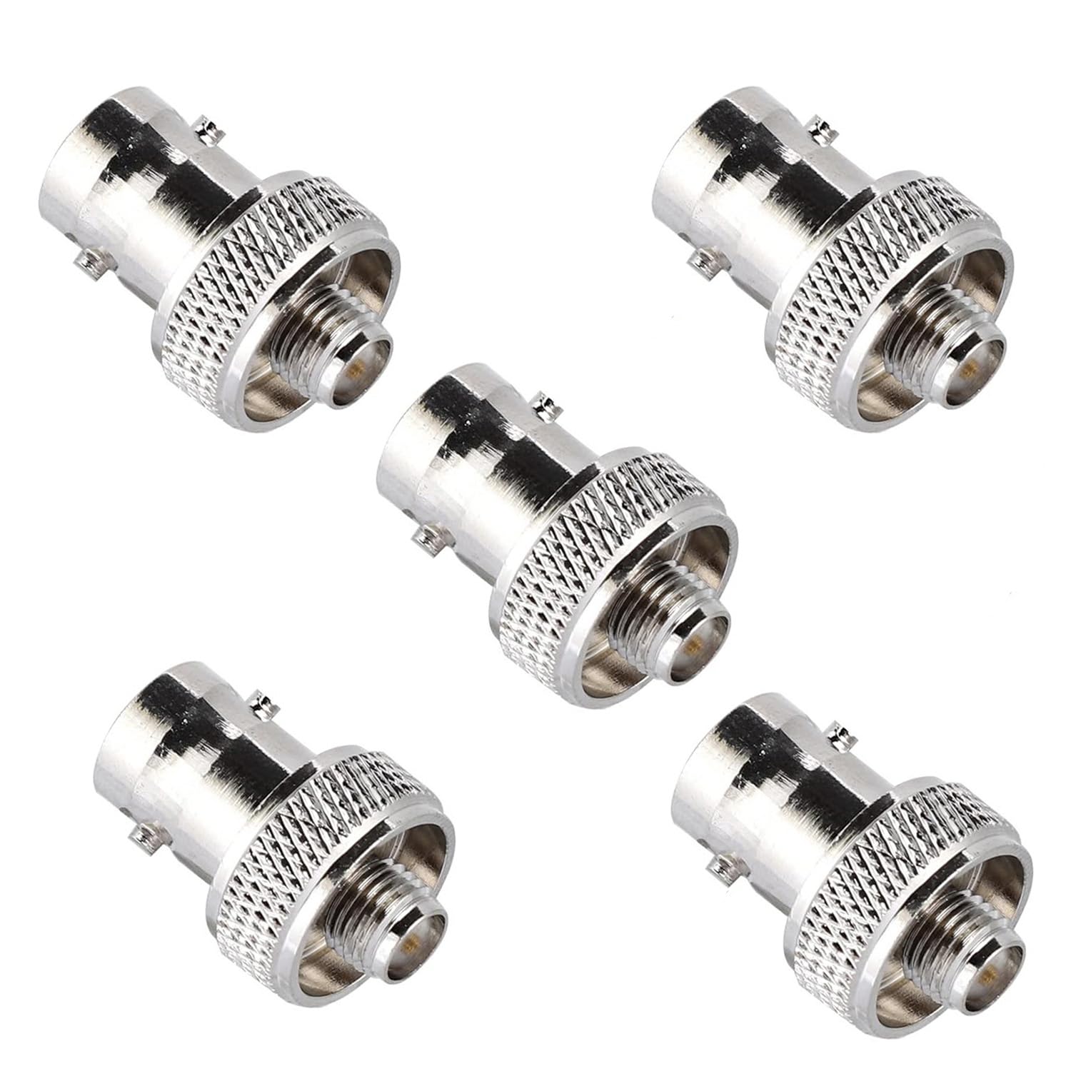 SMA Female to BNC Female Adapter Connector 50 Ohms Copper + Alloy Stable for Radio Frequency Applications, Wireless LAN Devices (Connector Only) -Pack of (2)