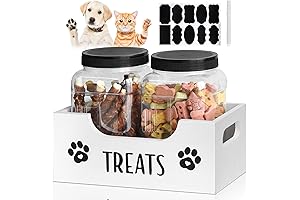 Paw-fect Treat Keeper: Wood Treat Container & 2 Plastic Jars