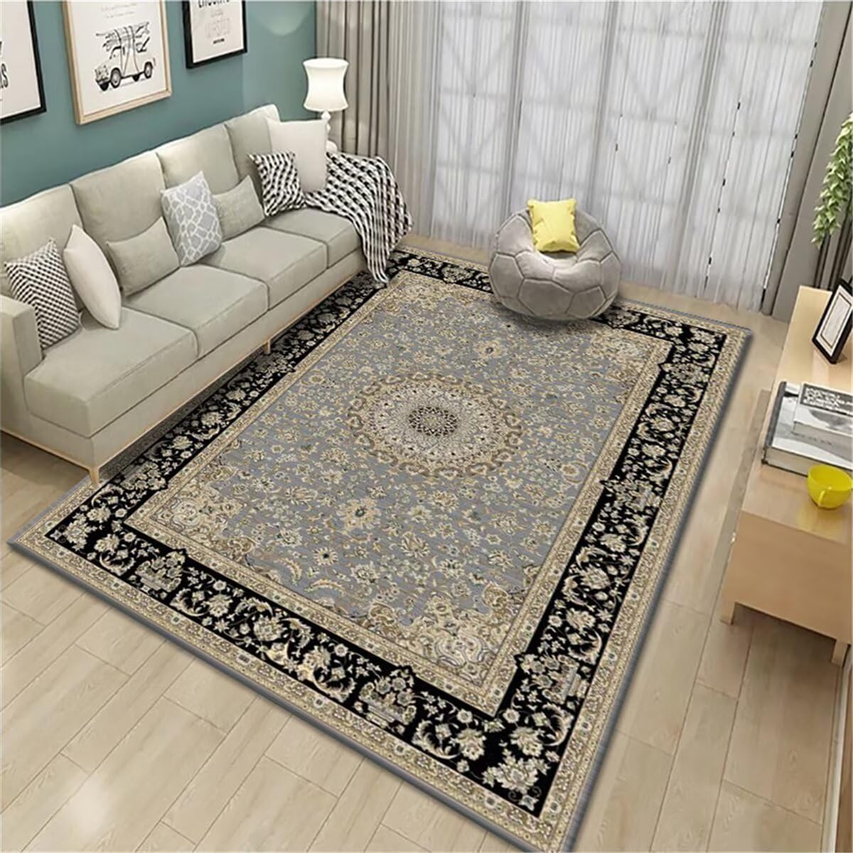 Grand tapis 160x230 cm style rétro vintage pour intérieur et extérieur