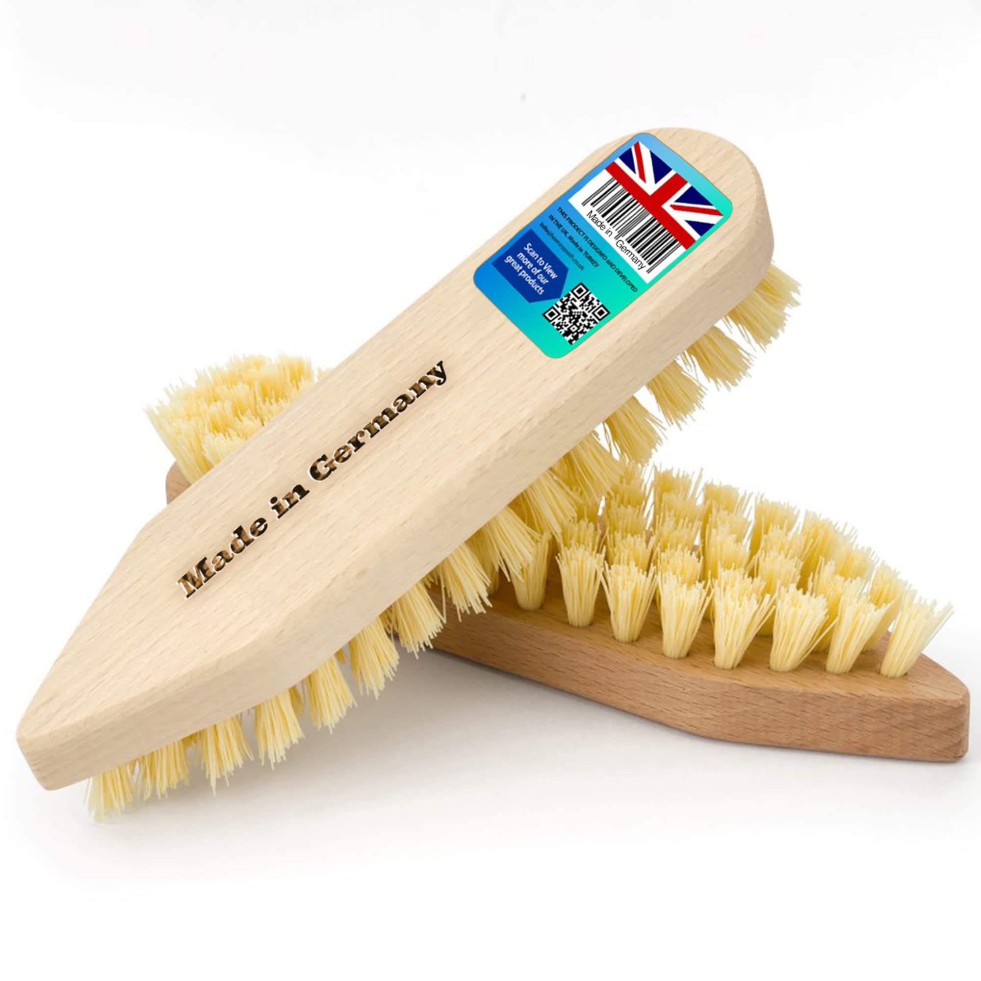 HOMESmith Wooden Iron Scrubbing Scrub Hard Stiff Bristle Brush Floor Tile Decking Cleaning, Pack of 2 Pcs
