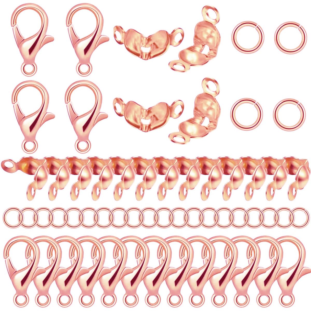 500pcs Jewelry Making Kit With Clasps, Jump Rings & Bead Tips - Gold Tone Metal Components