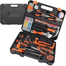 Home Tool Kit 45 Piece, Hand Tool Set in Steel Cantilever Toolbox, Home Improvement Portable, All Purpose Tools for Men Women, Handyman, Homeowner, Beginner, College Student with Storage Case