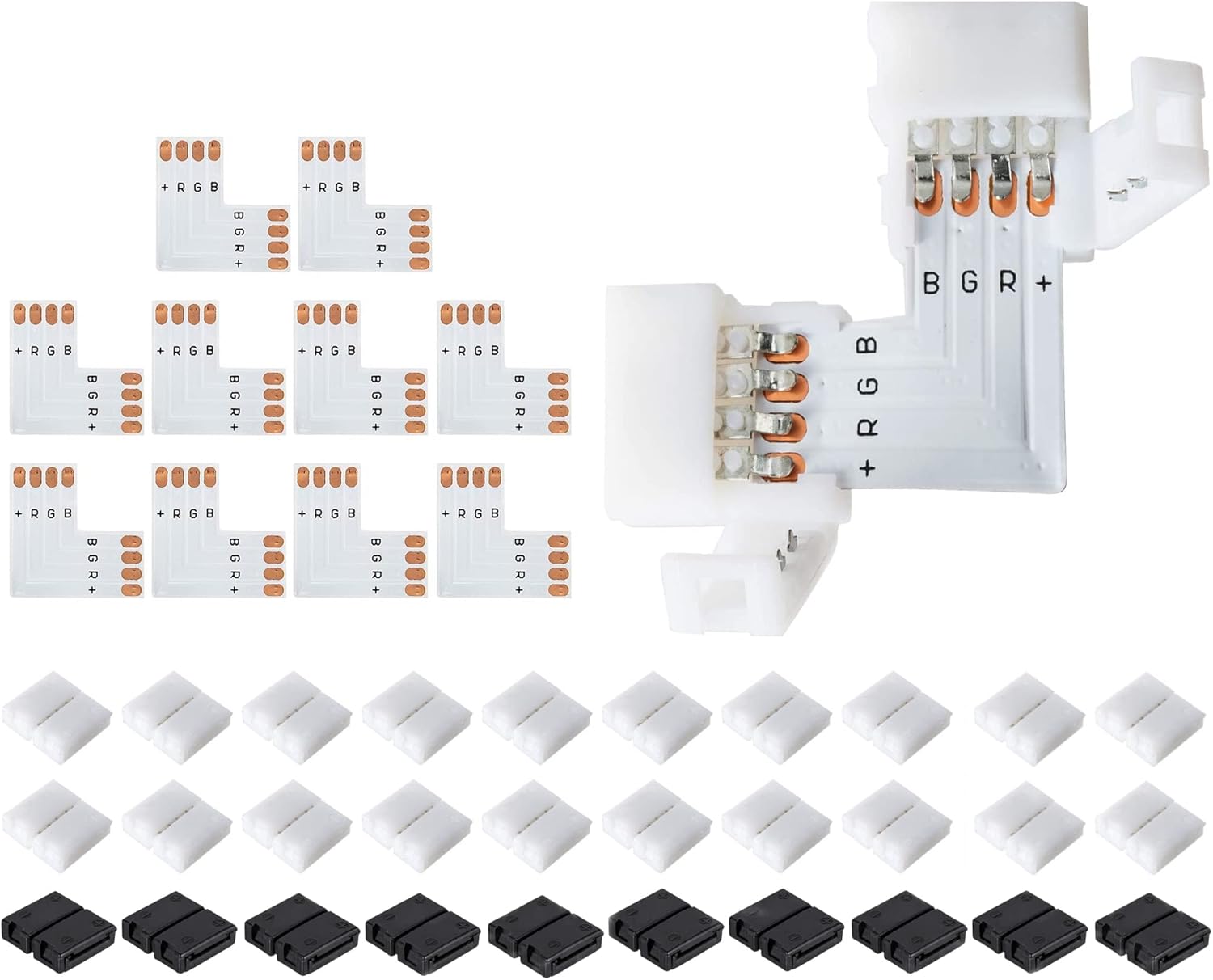 Black And White 1 Auf Windows 10 Spielen JACKYLED L Shape 4-Pin LED Connectors 10-Pack 10mm Wide Right Angle