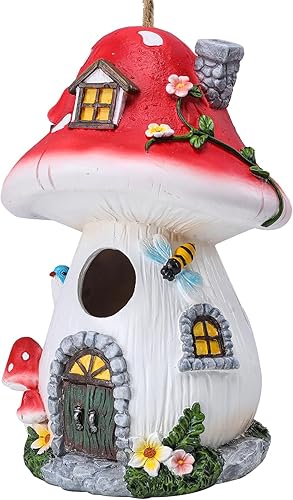 Miniatura 75 de Yinns Casas para pájaros, Casa de pájaros de resina para exteriores, Casas decorativas para pájaros, Regadera colgante Casas de pájaros