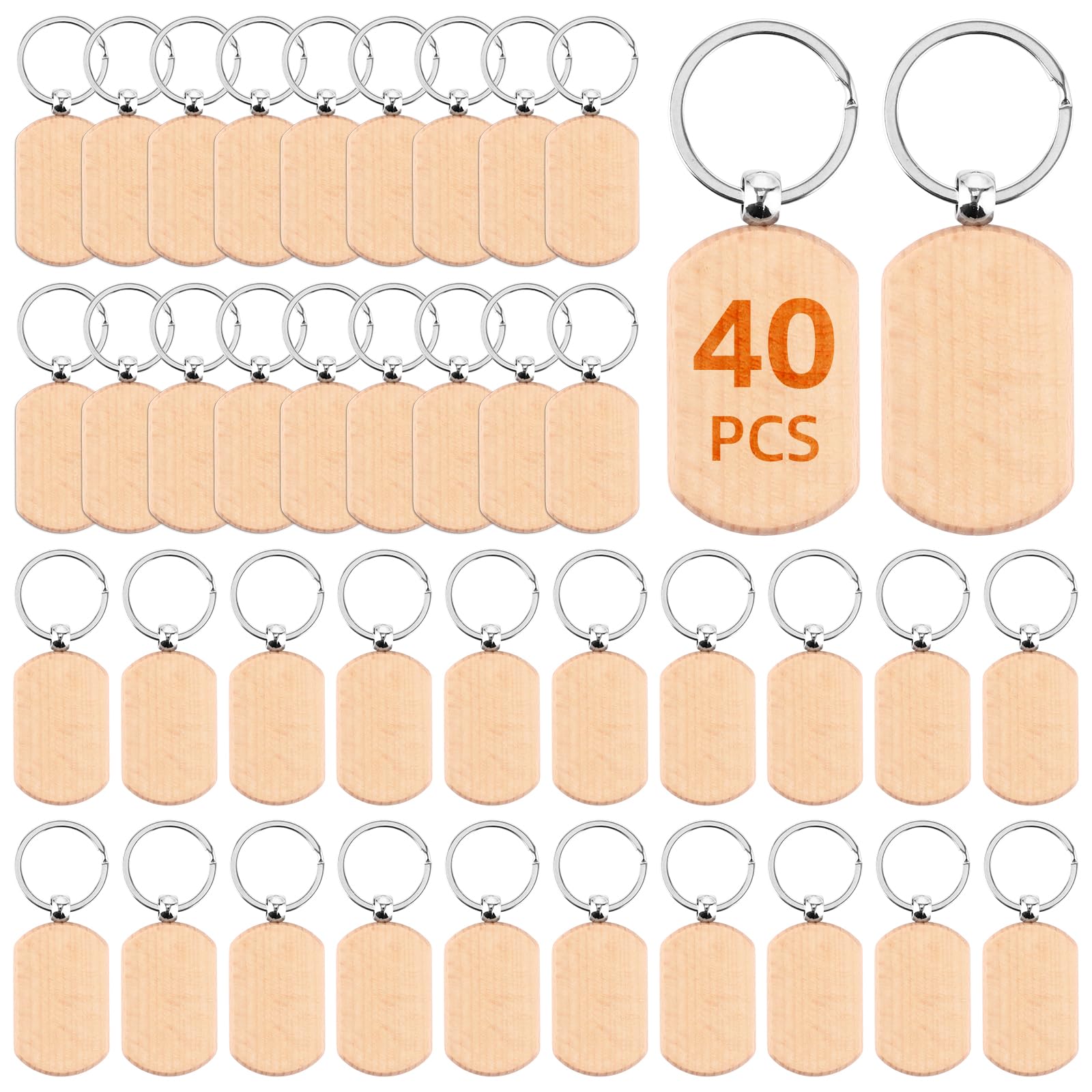 Porte clés bois brut par 40 pièces ovales de 7 mm pour pyrogravure